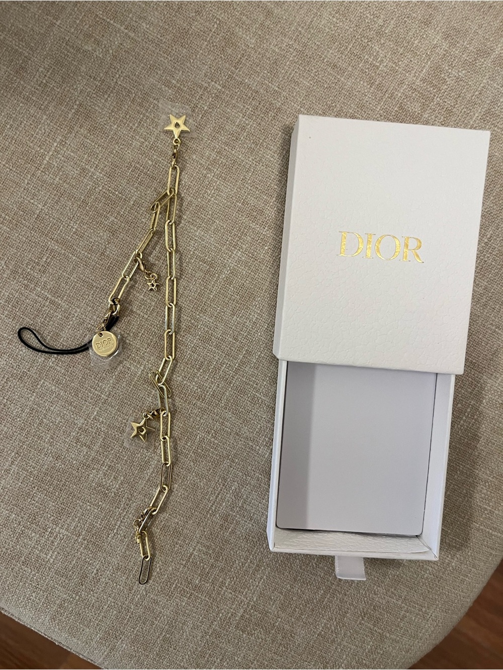 Dior Gold-Tone Star Charm Chain Phone Strap